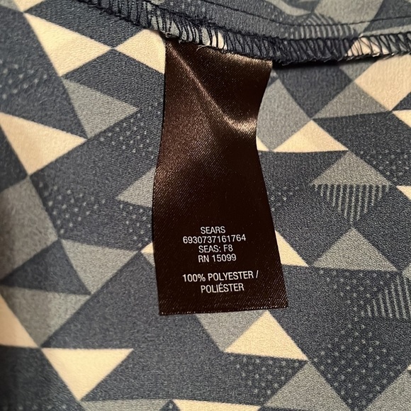 SIMPLSTYL Blue & Wht Geo Blouse Sz MP - Picture 6 of 7